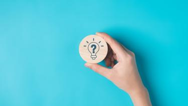 Blue Background Question Mark Light Bulb Light bulb and question mark sign icon on background for creative idea concept