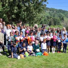 Group photo of all the students from secondary and elementary involved in the storytelling project