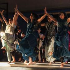 Group of students performing a Bhangra dance